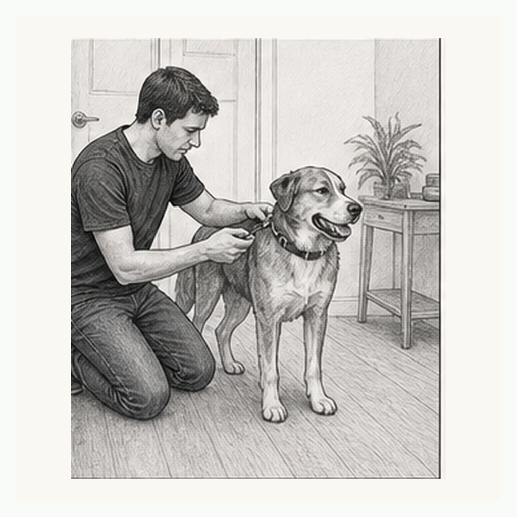 Sketch demonstrating Leash Clip Calm