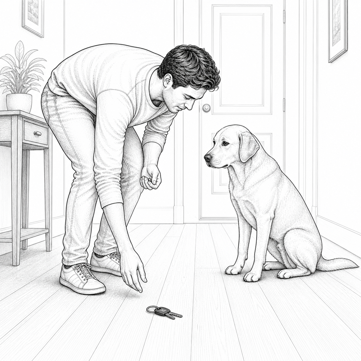 Sketch demonstrating Wait While You Pick Something Up
